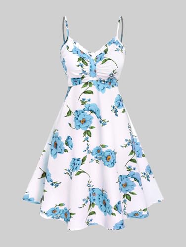 Image of Rosegal Plus Size Women Cottagecore 2PC Floral Sundress Set