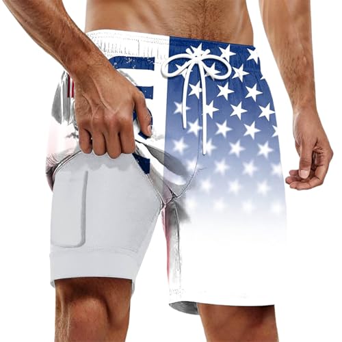 Short homme 2 épaisseurs décontracté plein air short été patriotique