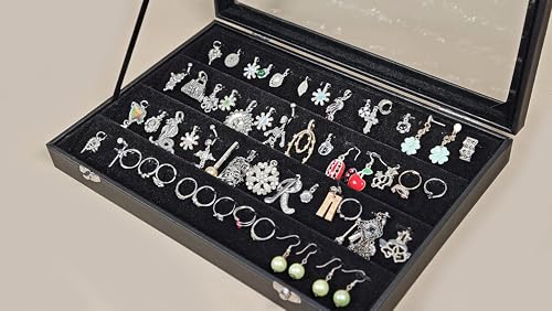 YUDU Schmuckasten piercring présentoir pour Pendentif Anneau avec Couvercle en Verre-modèle Oblique