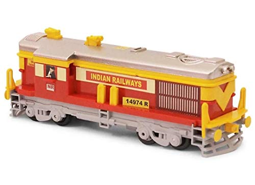 Image of CENTY Train Engine - Red Yellow, Pull Back Action, 8 Wheels, Realistic Design, Age 3-12