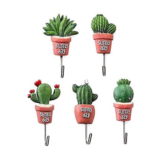 Reccisokz Colgador para pared con diseño de planta en maceta, con adhesivo y tornillos para decoración (5 unidades)