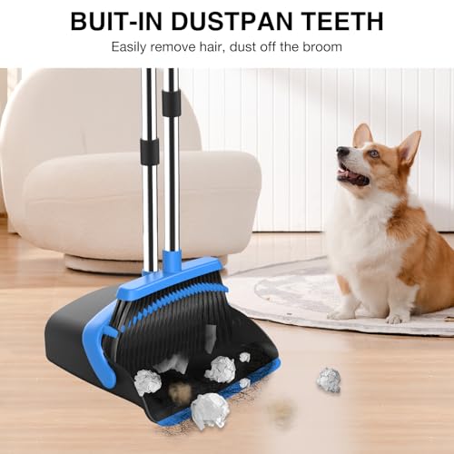 image for NACENA Broom and Dustpan Set, 52-in Long Adjustable Handle Broom Dustp