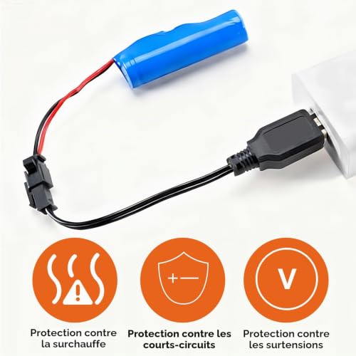 Funver 2 Pièces Chargeur Câble RC Universel, Chargeur Batterie 3.7V USB Utilisé sur RC Jouets Voiture TANK Trucks Trains Boat(3.7V) – vue 5