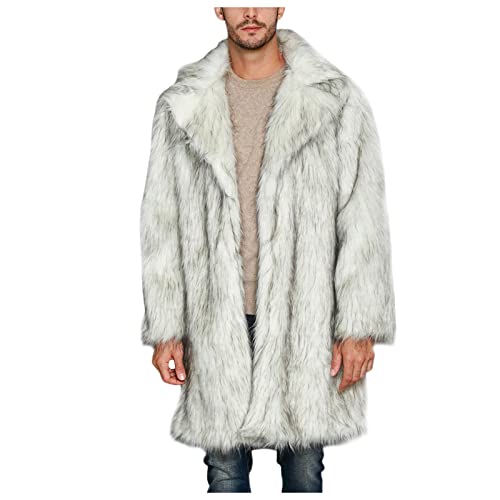Herren Kunstpelz Mantel - Winterjacke Mit Pelzkragen Für Kalte Tage