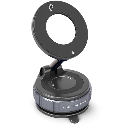 Upgraded Vacuum Magnetic Car Phone Holder, 360°Foldable Magnetic Cell Phone Holders Ultra Suction Cup Phone Mount for MagSafe Cell Phone Holders for Your Car/desk/Gym/Mirror Mount for Android & iPhone