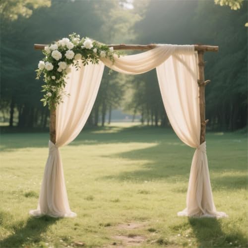 Luxurious Champagne Chiffon Fabric - 5 Yards of 60" Wide Sheer Draping for Elegant Wedding Arches and Party Décor 4 Luxurious Champagne Chiffon Fabric - 5 Yards of 60" Wide Sheer Draping for Elegant Wedding Arches and Party Décor - Image 3