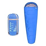 JBM Mummy Sleeping Bag with Pillow 5Colors for All Seasons 0℃/30℉ Single Waterproof and Repellent Printed Pattern Insulated (0℃/30℉ - Blue, Unfold Size : 86.6''31.4''19.6'' (2208050cm))