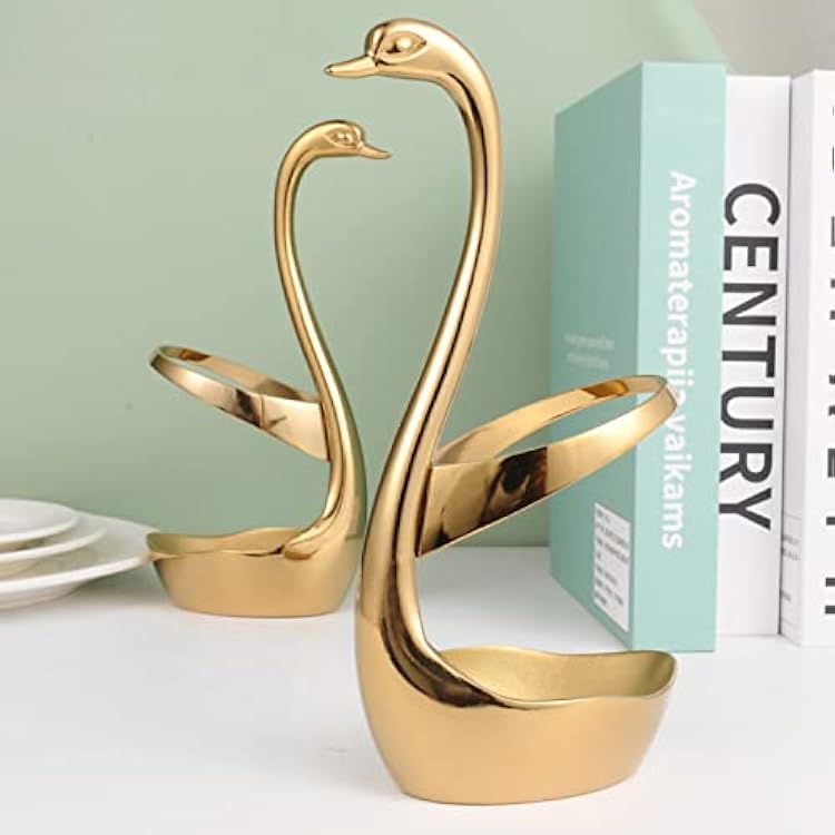 AnSaw Luxurious Large Gold Swan Base Holder for Wedding Dining & Coffee Bar, Ideal Entertaining Table Decorative