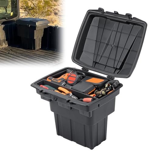 KEMIMOTO UTV Bed Storage Box 5.8GAL Compatible with Polaris Ranger 1500 XD Premium/Northstar 2024 2025 2026 Double Layer Cargo Storage Box Waterproof Rear Trunk Case Accessories Lock Not Included