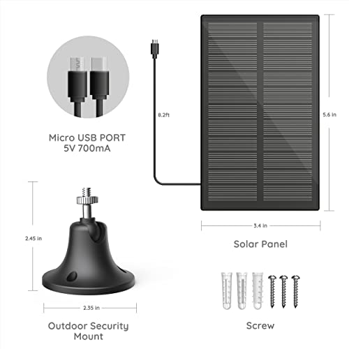 Solar Panel Camera Usb Charger: 5V Outdoor Panels Charging Security Wireless Cameras Via Micro Usb Port - Power Supply For Weatherproof Outside Rechargeable Adorcam Surveillance Camera #TOP4