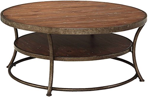 Ashley Furniture Signature Design - Nartina Casual Round Cocktail Table - Light Brown