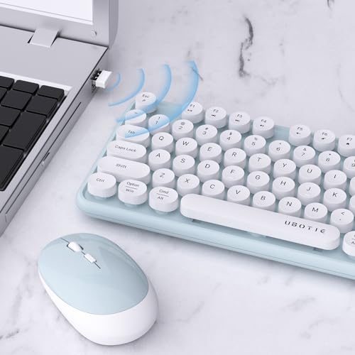 Image of UBOTIE Colorful Wireless Keyboard and Mouse Combo (Green-White)
