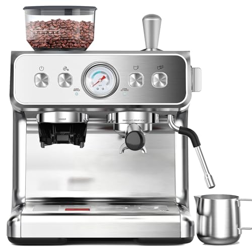 COWSAR 15 Bar Espresso Machine with Grinder &amp; Milk Frother Steam Wand, 58mm Commercial Espresso Maker for Cappuccino and Latte, Perfect Expresso Coffee Machines for Home and Café Use