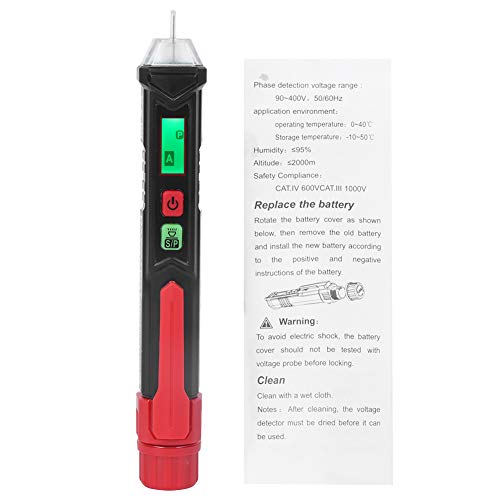 Image of Non Voltage Tester, HT100P Non 3 Phase Rotation Indicator AC Voltage Detector Pen Tester with Flashlight 12-1000V Voltage Detector for Live /Null Wire Breakpoints Test