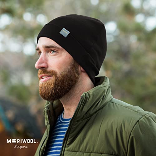 Meriwool Unisex Merino Wool Cuff Beanie Winter Hat For Men And Women Black #TOP3