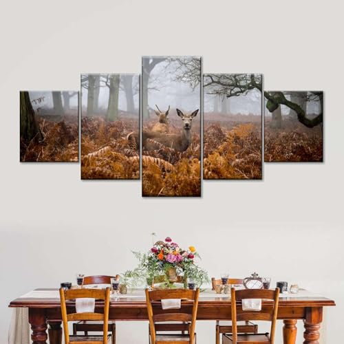 Tableau mural image sur toile 5 pièces moderne avec cadre 200x100 cm salon de coiffure
