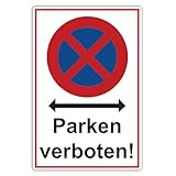 STROBO Absolutes Halteverbot "Parken verboten!" Hinweisschild | Stabile 3mm Hartschaumplatte als 30x20cm Schild mit UV-Schutz für den Außenbereich
