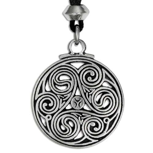 Collier Triskel en étain pendentif celtique anti-allergie pour peaux sensibles