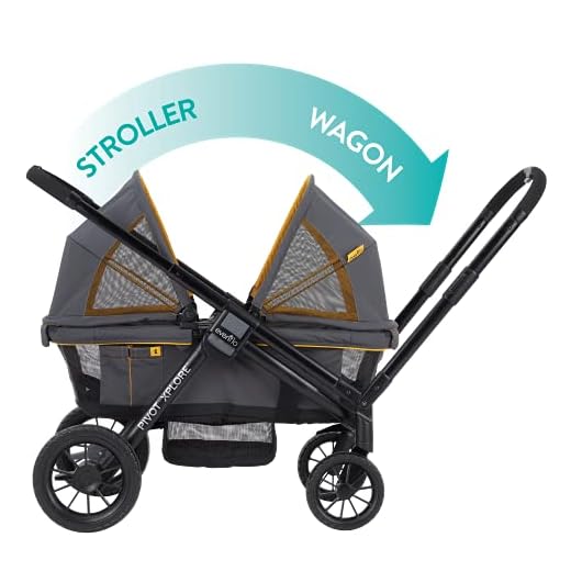 Evenflo Pivot Xplore Double Stroller Wagon, All-Terrain, Adventurer Gray