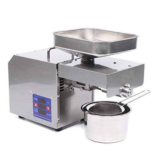 ChronosGear 610w Stainless Steel Oil Cold/Hot Press Machine, 110v Commercial Automatic Extractor Organic Oil, Nut Seeds Presser for Varieties of Materials (17.2”*6.3”*10.9in)