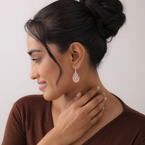 Image of TRUESILVER ACPL 925 Sterling Silver BIS Hallmarked Designer Drop & Dangle Leverback Earrings for Women