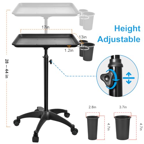 JOSTZHXIN Bandeja de rodinhas de salão de beleza, bandeja de tatuagem, bandeja de estilo ajustável e