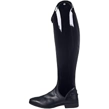 HKM Reitstiefel Damen -Lynette- Schwarz Dressurstiefel mit Lackleder Elastikeinsatz mit Rei verschluss Lang/Normal Schaft