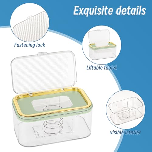Image of Flenpptly Baby Wipes Dispenser, Large Capacity Wipe Holder, Gold+Green | Wipes Container for Bathroom Keep Wipes Fresh & Easy to Open