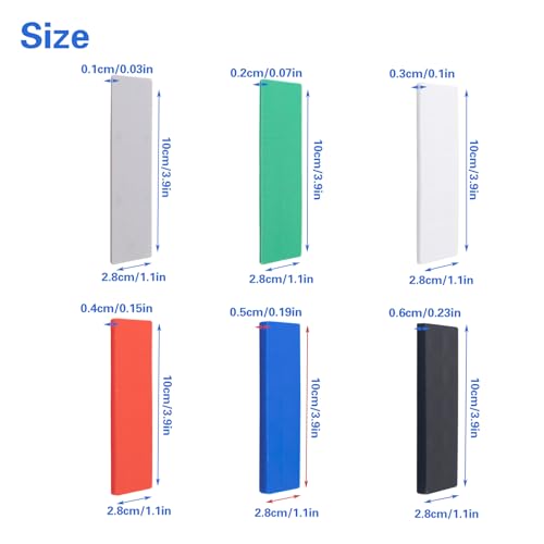 Image of 120 PCS Plastic Flat Shims Assorted Size Structural Tile Shims for Leveling, Six Sizes (3 /64, 5 /64, 1 /8, 5 /32, 13 /64, 15 /64 Inch), Grey, Green, White, Red, Blue and Black