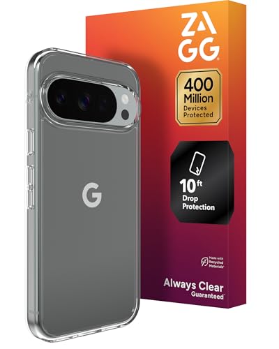ZAGG Crystal Palace Lite Google Pixel 10 Pro XL Case – Crystal Clear, Ultra-Slim, 10ft Drop Protection, Graphene Strength, Anti-Yellowing, Wireless Charging Compatible, Clear