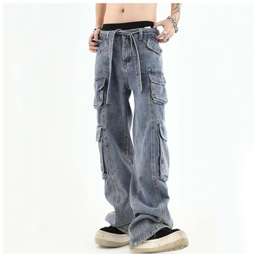 Men's Baggy Cargo Pants Washed Aged Hip Hop Jeans Grunge Denim Y2k Multi-Pocket Relaxed Fit Jeans for Men and Women3
