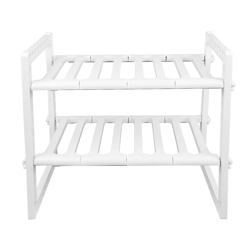 Scaffale sotto il lavandino-Scaffale Sottolavello Stoviglie Ripiano Sotto Lavello Cucina Mobile Scaffale Cucina Salvaspazio Sottolavello Estensibile Ripiano 2 Livelli -38-70*26*38 cm (bianco)
