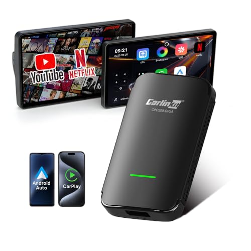 Carlinkit CP2A Pro Adaptador inalámbrico CarPlay - Compatible con Netflix/YouTube/TikTok Lite Streaming para coches CarPlay con cable de fábrica, Android Auto inalámbrico y dongle de juego de coche