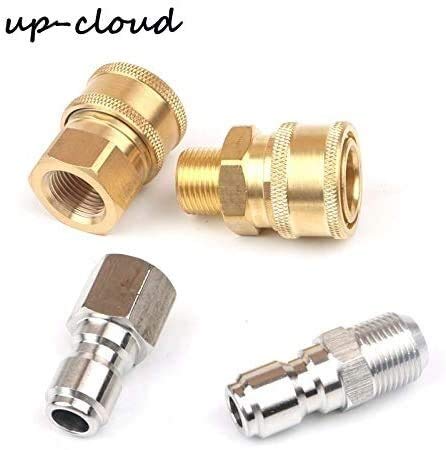 Raccordi filettati Adattatori Accoppiatori rapidi 1/4" Connettore rapido ad alta pressione in ottone Adattatore per rondella per auto Pistola ad acqua Accoppiatori idraulici Giunti per irrigazione da