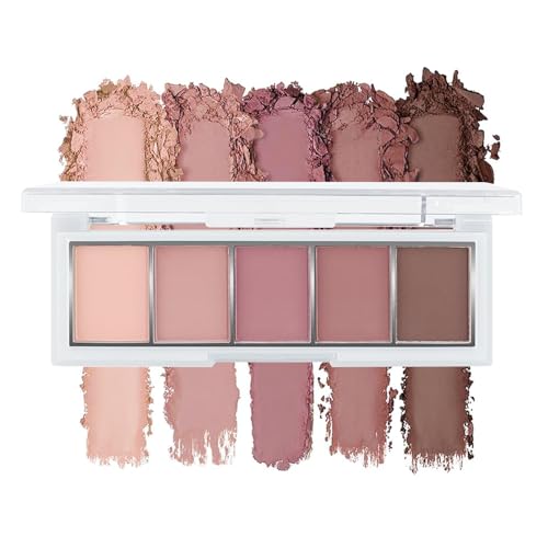 BelleVive - Paleta de sombras de ojos marrones nude neutras - 5 colores - Acabado mate aterciopelado - Sombra de ojos teñida - Nude Taupe - Maquillaje natural para todos los días - Larga duración - 04