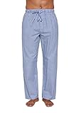 CYZ Men's 100% Cotton Poplin Pajama Lounge Sleep Pant, Blue White Plaid, Mens Size: Medium
