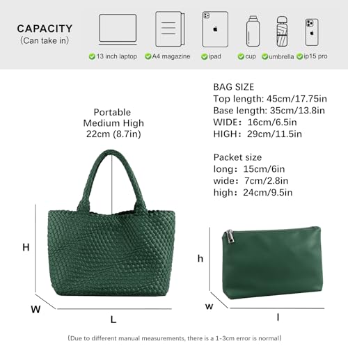 Image of Woven Tote Bag Womens Purse Vegan Leather Shoulder Handbags Fashion Summer Beach Tote Bags Large Travel Totes