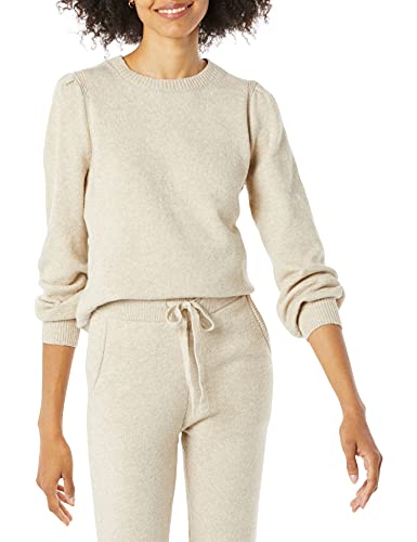 Preisvergleich Produktbild Amazon Essentials Weicher Plissiertem Schulter-und Rundhalsausschnitt Pullover, Beige, XS