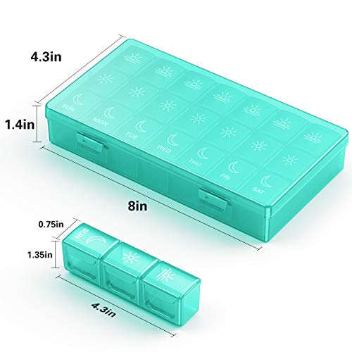 Image of BUG HULL Weekly Pill Organizer 3X a Day, Daily 7 Day Medicine Pill Organizer 3 Times a Day, Travel Pill Case Container for Vitamins, Supplements