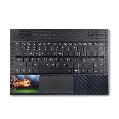 Image of MightySkins Carbon Fiber Skin Compatible with Alienware X14 R2 (2023) Full Wrap Kit - Flaming Soccer Ball | Protective, Durable Textured Carbon Fiber Finish | Easy to Apply | Made in The USA