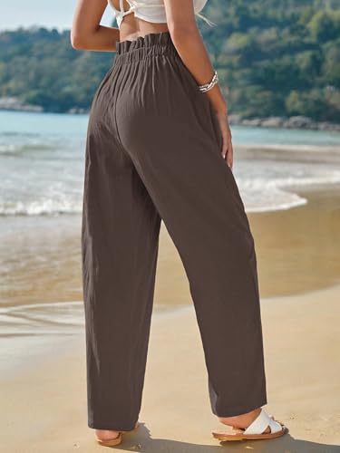 Image of TOPLOT Women High-Waist Pants | Pleated Relaxed Fit Trousers for Woman | Casual & Elegant Look with Workwear for Office, Events & College (5194)