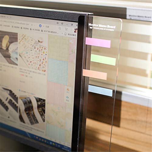 MINSA Fashion Multifunction Utility Acrylic Transparent Computer Monitors Side Panel/Memo Pads/Message Boards/Sticky Boards for Computer Screen, 1 Set (Left & Right) (Transparent) - Image 4