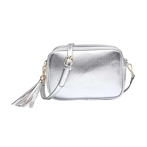 Kitise Women’s Stylish Shiny Metallic Shade Crossbody Bag Camera Handbag with Tassel Charm
