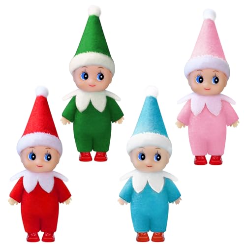 Voiiake Christmas Tiny Elf Doll, Baby Mini Plush Elf Boy & Girl, Little Christmas Doll Decoration Accessories, Xmas Gift for Kids & Adults, Party Favors Supplies