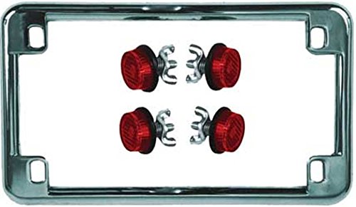 Chris Products License Plate Frame Black With Green Reflectors #TOP26