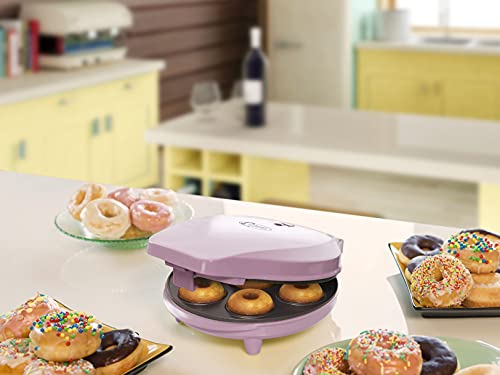 Bestron Donut Maker im Retro Design, Mini-Donut Maker für 7 kleine Donuts, inkl. Backampel & Antihaftbeschichtung, 700 Watt, Farbe: Rosa