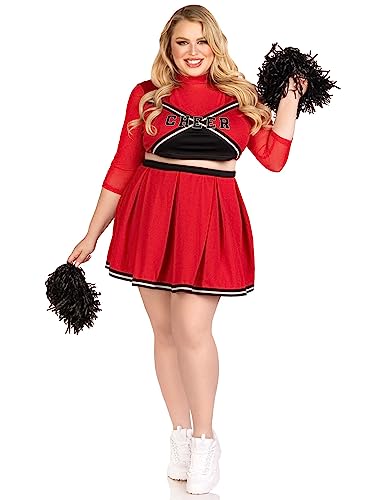 Leg Avenue Womens Varsity Babe Cheerleader Costume, 3X-4X, Red