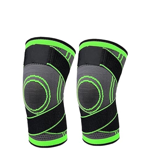 CHYLMAPHEN Knee Compression Sleeve with Adjustable Straps for Running Working Out and Sports Wearing Hiking Soccer Basketball for Volleyball Football Dance Yoga Tennis Running(Green-2pcs,L)