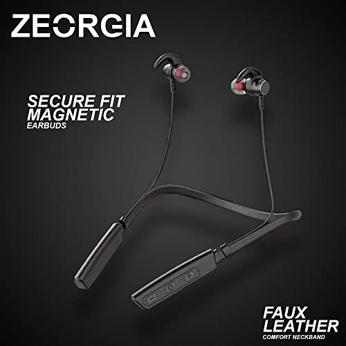 Image of ZEORGIA ZE-Galaxy in-Ear Bluetooth Neckband with Up to 33Hrs Playback, Boom Mic & Bluetooth v5.0, Voice Assistant Wireless Earphone (Black)