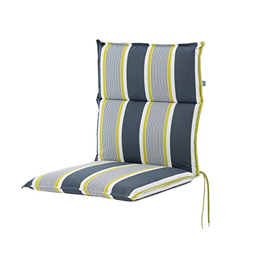 Doppler Auflage Niederlehner Classic Grau Gelb Gestreift I Gartenstuhl-Polster 100x48x6cm aus Baumwolle & Polyester I Sitzauflage weich & bequem I Sitzkissen zum Festbinden an Gartenstuhl